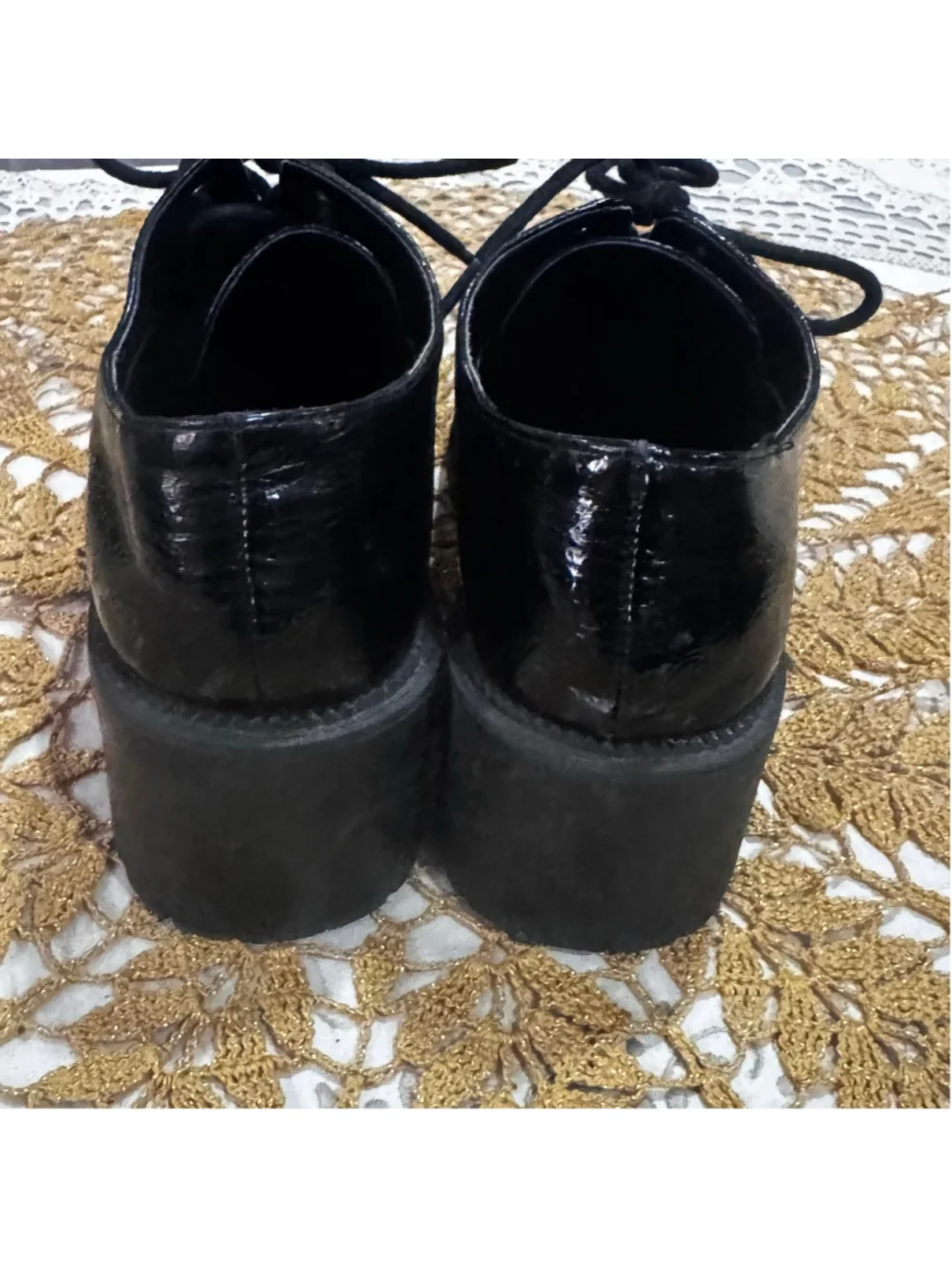 Women's MIX NO. 6 Black Patent Leather Platform Oxfords Size 6
